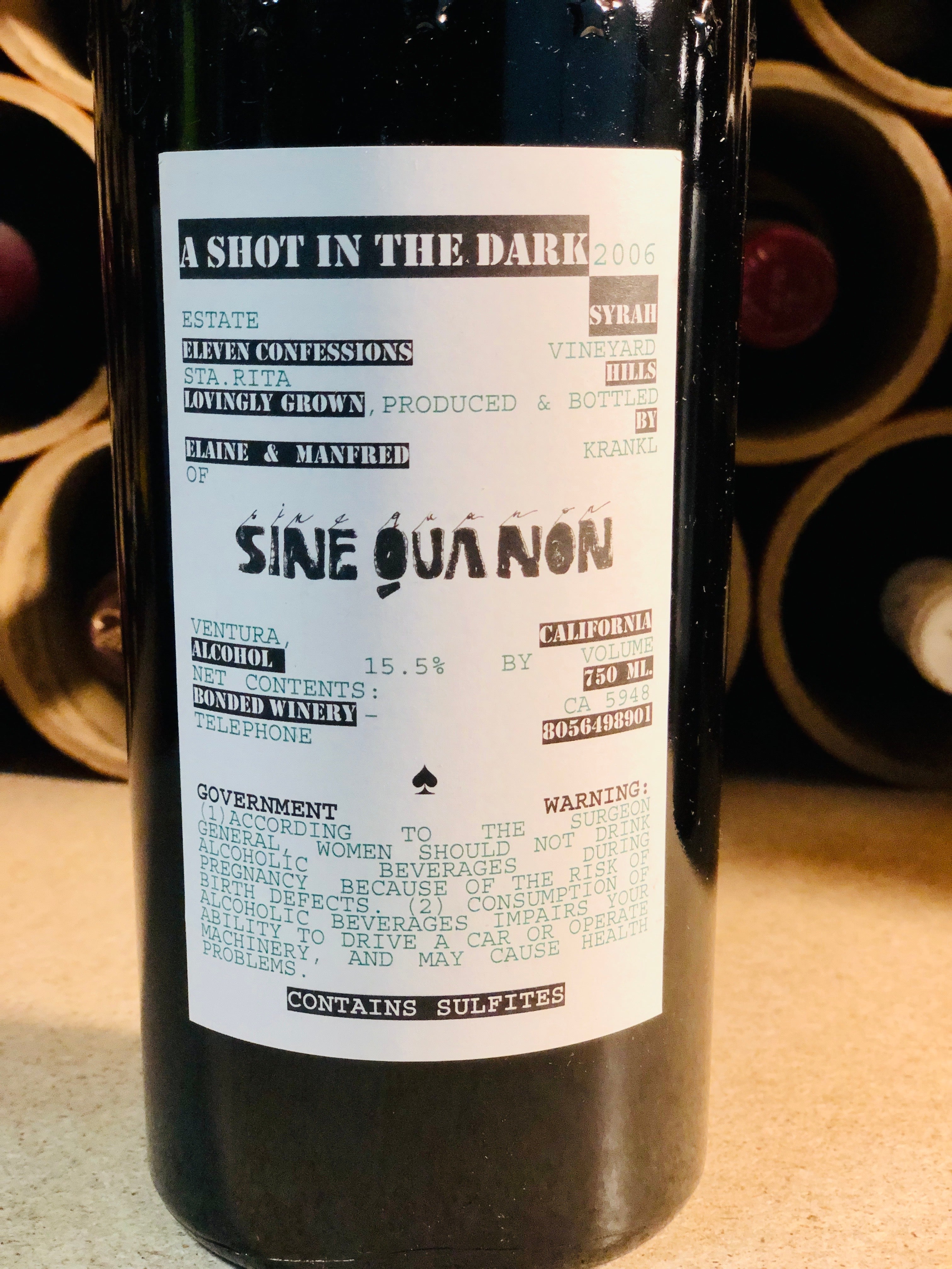 Sine Qua Non, Shot in the Dark, Syrah 2006